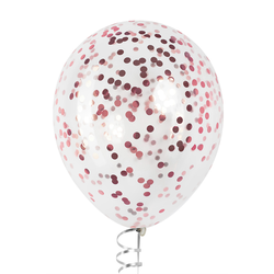 Шары с конфетти розовое золото металлик (круги)