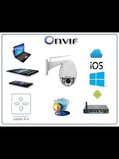 VStarcam C8833WIP-x4 (C8834-x4) уличная поворотная WiFi/LAN видеокамера с DVR. Full  HD (zoom 4-x) до - 25 град.С.