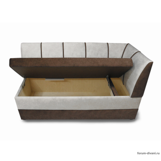 Кухонный ДИВАН "ФОРУМ-8" с боковой спинкой, Коричневый/Слоновая кость Правый