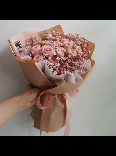 Букет &quot;Розовые сны&quot; с розой и гипсофилой