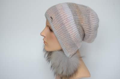 Шапка ушанка Vizio 1009 PP 66  с помпонами разноцветная