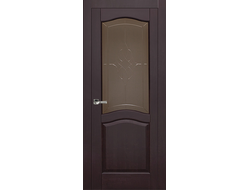 Дверь в цвете венге, брашированный массив со стеклом