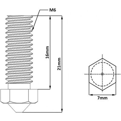 Сопло VN Volcano m6 0,4мм с тефлоновым покрытием