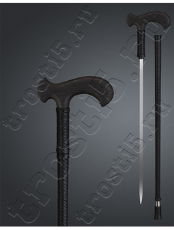 Черная трость "Древность" с классической рукоятью и клинком