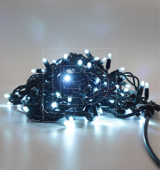 Гирлянда (Нить) ALEDUS 5 м, черный провод, ПВХ, теплый белый/белый, без мерцания