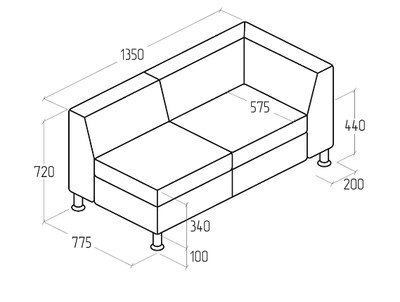 Модуль Everprof Monro с подлокотником двухместный левый Экокожа Черный