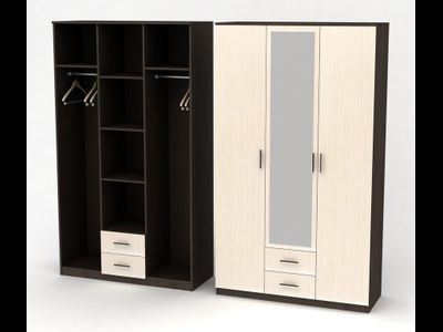 Шкаф распашной  3-х дверный "Тополь" с зеркалом  1200 мм (Бр)