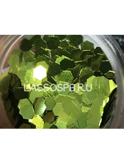 Глиттер блёстки "Зеленый Травянистый Малахит Крупный" 2,8 мм 0,5 кг