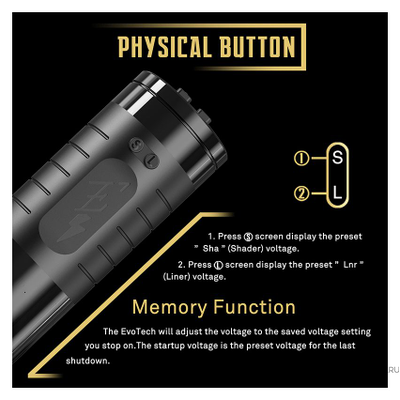 EZ Tattoo Evo Tech Wireless Battery Tattoo Pen Machine - Black