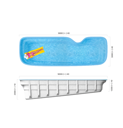 Композитный бассейн 9 х 3 х 1,2-2 "Нарбонн" Franmer
