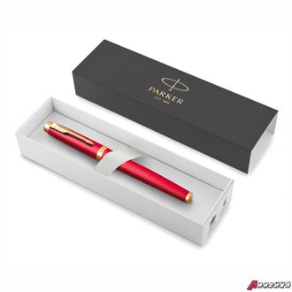 Ручка-роллер PARKER «IM Premium Red GT», корпус красный лак, позолоченные детали, черная. 143858