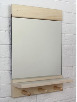 Зеркало «Классика» с полочкой и вешалками, 36 х 25см