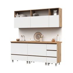 Кухня 2,0 ХЕЛЕН (2000*1900*600мм), Белый/Дуб крафт золотой