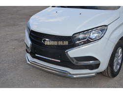Защита переднего бампера двойная d60/42 для Lada Xray