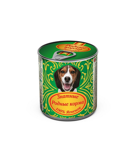 Родные Корма Консервы Знатные для собак 100% Ягненок 340г