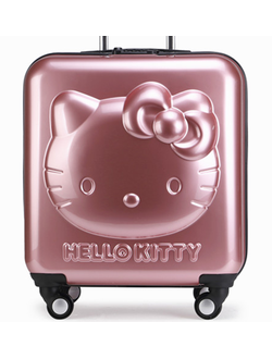 Детский чемодан 3D Hello Kitty (Хеллоу Китти) пудровый