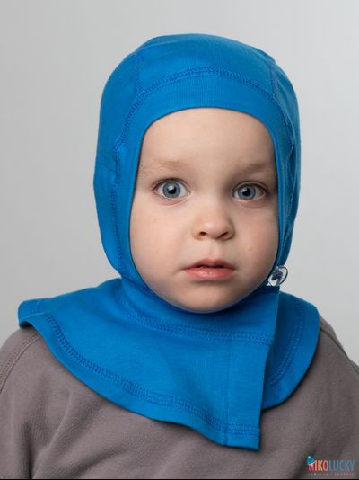 Шапка-шлем 24301-01 95%хлопок 5%лайкра, синий кобальт 40-42