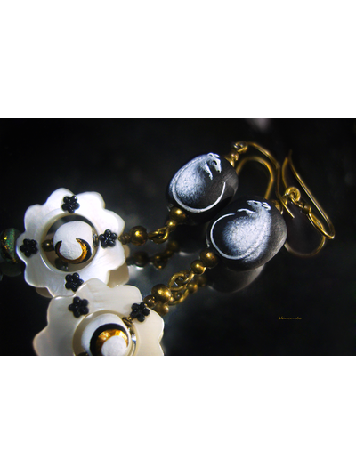 Волшебные серьги с перламутром "Сказка о Снежных Крыльфах", новогодний подарок