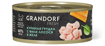 Grandorf Fresh консерва для кошек Куриная грудка с филе лосося в желе, 70 г