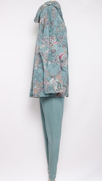 КОСТЮМ ХУДИ И БРЮКИ "МОЛНИЯ ВЬЮН" бирюзовый до 56р.