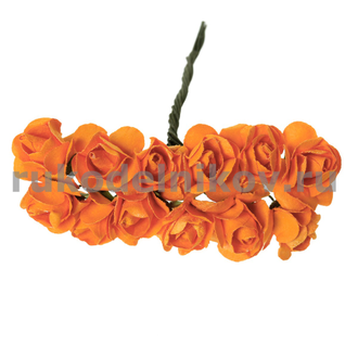 бумажные цветы "Роза", цвет-оранжевый, 20х80 мм, 12 шт/уп