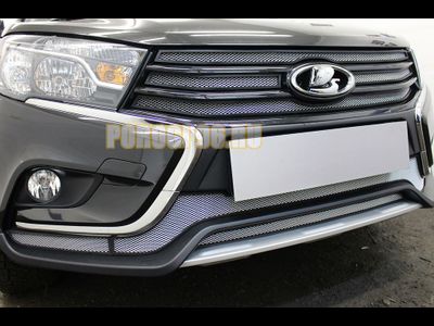 Защита радиатора Lada Vesta 2015- / Vesta SW 2017- / Vesta Cross 2018- / Vesta SW Cross 2018- (4 части) chrome верх