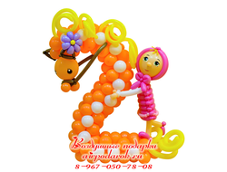 Веселая оранжевая лошадка – цифра 2 с Машей из мультфильма "Маша и медведь"