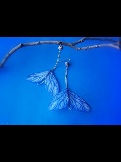 "Небокрылые феи весенних дождей", длинные серьги с шёлком и каплями