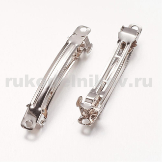 заколка-автомат для волос 59х6 мм, цвет-никель