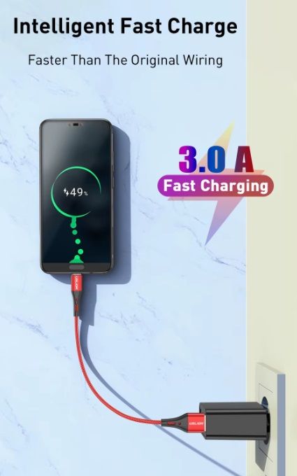 USLION Кабель для питания Wi-Fi видеокамер USB - Micro-USB, длина 2 м. (черный)