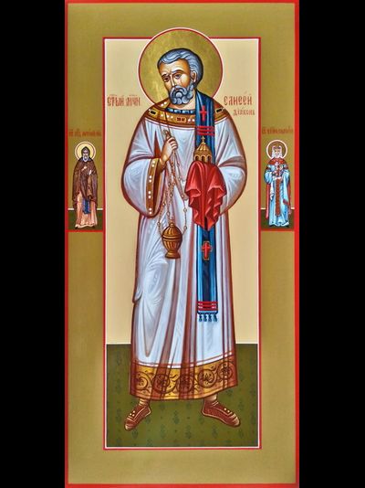 Елисей (Штольдер), Священномученик, диакон, новомученик. Рукописная мерная икона.