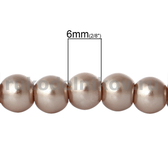 бусина имитация жемчуга круглая 6 мм, материал-стекло, цвет-кофе с молоком, 40 шт/уп