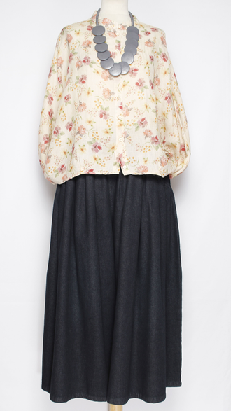 Рубашка Бохо "ПРОВАНС СТОЙКА КИМОНО" белая\розовая до р.52