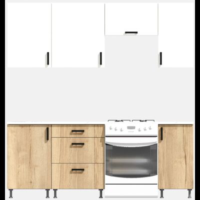 Кухня Эконом 1,5 метра (1100х400) Цвет: Белый/Дуб Вотан