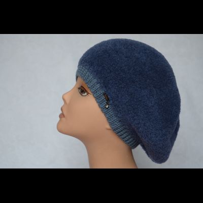 Синий вязаный женский берет из кашемира Vizio Италия 6749 ВО фото