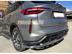 Защита заднего бампера угловая большая двойная d60/42 для Haval F7 2022-2024