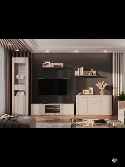 Калипсо Шкаф-пенал со стеклом Меланж