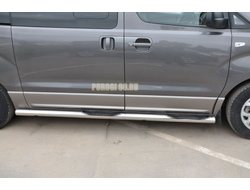 Пороги труба с проступью d76 для Hyundai H-1 Grand Starex (2007-)