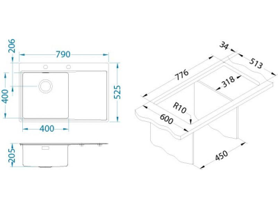 Мойка Alveus Pure 40  чаша слева