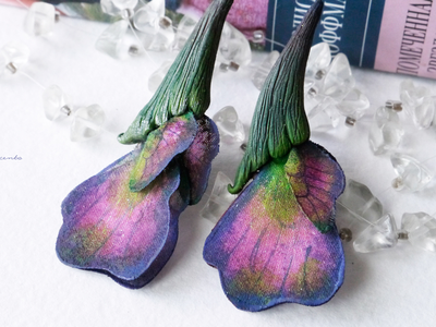 Волшебные серьги "Крылышки Луговых Фей" (необычные серьги в эльфийском стиле)