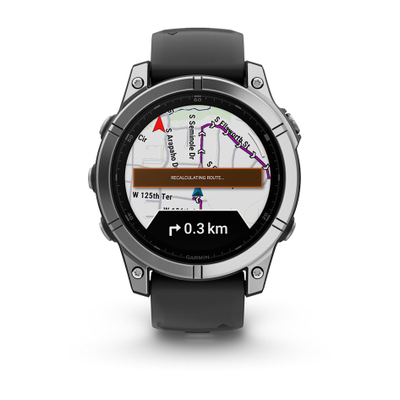 Умные часы Garmin Fenix E - 47 мм, AMOLED серебристый стальной безель, черный силиконовый ремешок (010-03025-00)