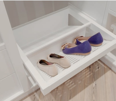 Полка для обуви перфорированная белая, с доводчиком, полного выдвижения WG-POBUWM...-10 GTV *