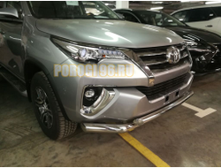Защита переднего бампера двойная d76/60 для Toyota Fortuner 2017-