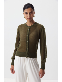 Кардиган с тонкой планкой (хаки)