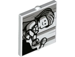 Glass for Window 1 x 2 x 2 Flat Front with Female Minifigure Singer Piano Player and Microphone Pattern, White (60601pb032 / 6366171)