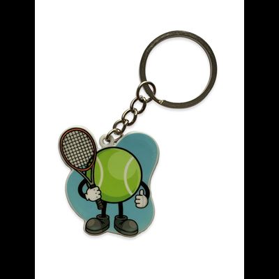 БРЕЛОК БОЛЬШОЙ ТЕННИС / ТЕННИСНЫЙ МЯЧ (МЕТАЛЛИЧЕСКИЙ ПЛОСКИЙ ДВУСТОРОННИЙ)
