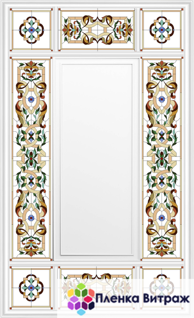 Пленка самоклеющая на потолок , розы витражная пленка, пленочный витраж с классическим рисунком