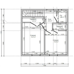 Двухэтажный каркасный дом с двумя спальнями 85м² (SK69)