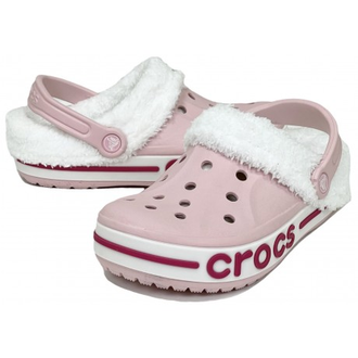 CROCS BAYABAND CLOG УТЕПЛЕННЫЕ РОЗОВЫЕ (МЕХ СНИМАЕТСЯ)