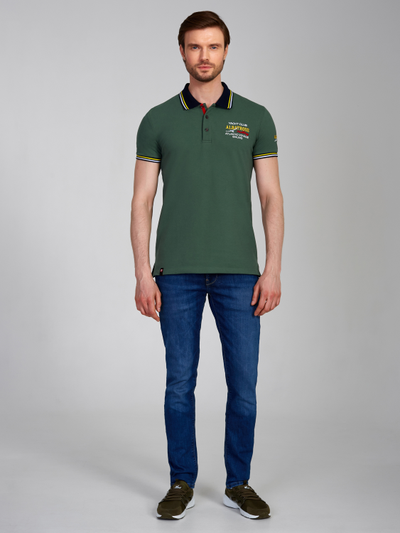 Футболка поло мужская, 1366, темно-оливковая